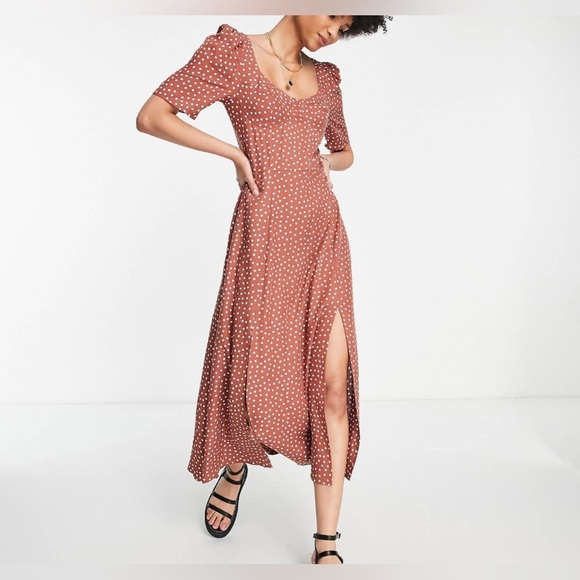 Tall cupped maxi dress with splits slits in spot polka dot - 2 color options - Picture 5 of 16